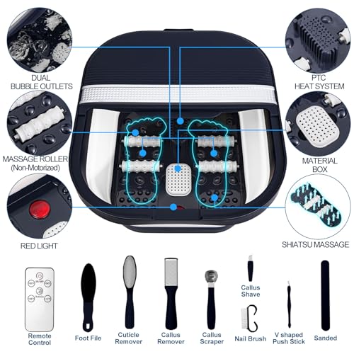 Collapsible Foot Spa with Heat, Massage Rollers & Bubble Function