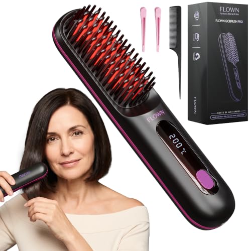 Flown Go Brush Pro - No Damage Heat Brush with USB-C Charging