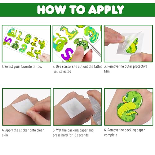 94 Piece Snake Temporary Tattoo Sheets for Kids & Adults