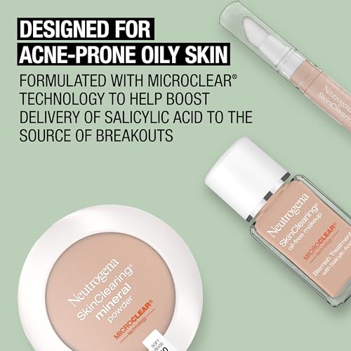 Neutrogena SkinClearing Pressed Mineral Powder Compact for Acne Prone Skin, Oil Absorbing Acne Makeup with Salicylic Acid helps to Cover, Treat & Prevent Breakouts, Honey 85,.38 oz