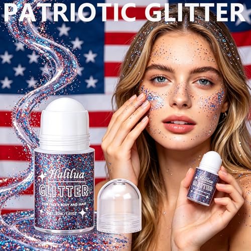 Patriotic Red White and Blue Body Glitter Gel for 4th of July