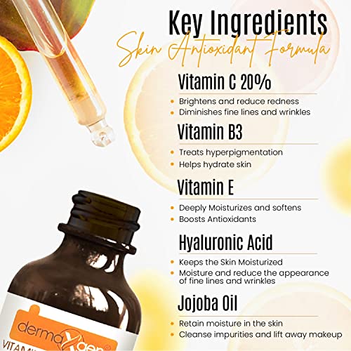 Organic 20% Vitamin C Serum for Face ? Natural Anti-Wrinkle Serum with Hyaluronic Acid & Vitamin E ? Anti-Aging Moisturizer for Fine Lines, Dark Spots & Hyperpigmentation ? 2 Fl oz