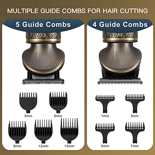 Beard Trimmer Kit Professional Hair Clipper Zero Gapped T-Blade Electric Shaver Razor Nose Body Trimmer for Men Cordless Grooming Kit 7 in 1