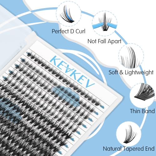 KevKev Lash Clusters 300Pcs Individual Lashes Manga Lashes 40D Eyelash Clusters Eyelash Extensions Cluster Lashes Thin Band & Soft (Manga 40D, D-8-16mix)