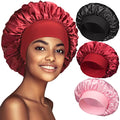 Silk Satin Bonnet for Women - Hair Protection Sleep Cap with Elastic Band (3 Pack)