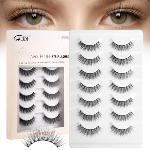 GAQQI Wispy D-Curve False Eyelashes - 7 Pairs Reusable Faux Mink