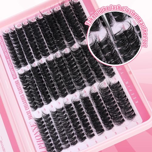 Fluffier Lash Clusters Thick Volume Lash Extension 10-18mm Cluster Eyelash Extensions DIY Individual Lashes Wispy at Home Pesta?as Pelo a Pelo by ALPHONSE (60D+80D+100D, 300pcs)