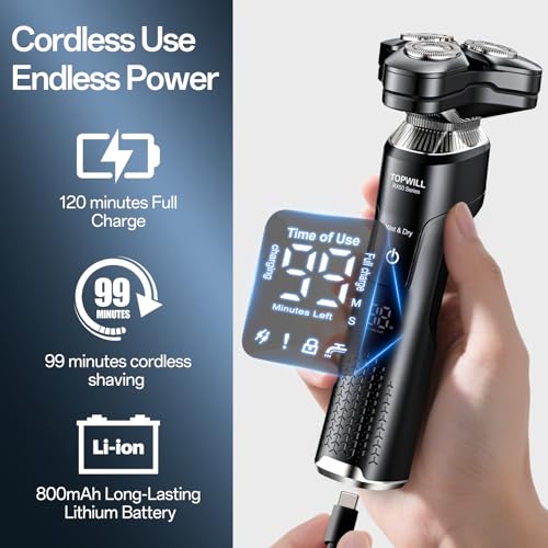 Electric Shaver for Men, Rechargeable Electric Razor with Floating Heads for Face Beard, 3-in-1 Trimmer, Close, Clean Shave, IPX7 Waterproof Wet/Dry, USB-C Charging, New Men¡¯s Gift