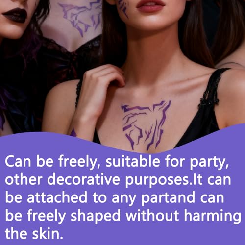 Ombre Patterns Temporary Tattoo, Movie Anime Purple Temporary Tattoos Dance Cosplay Tattoos Stickers Prop Cosplay Accessories£¬Cosplay, and Party Makeup (5pcs)