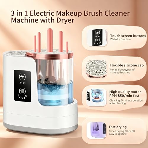 Electric Makeup Brush Cleaner & Dryer Machine 3-in-1 Professional