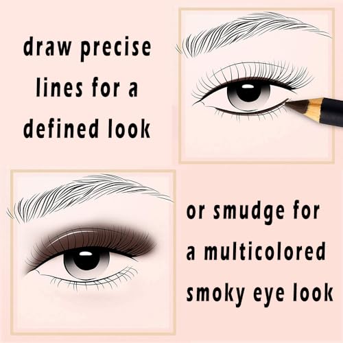 Eye Liner Pencil Set - 12 Assorted Colors Natural Matte Long Lasting Hypoallergenic Eyeliners Eye Makeup Soft Crayon Pencils (Black Gray Brown Plum Purple Lavender Pink etc)