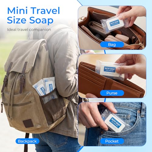10 Pack Mini Travel Size Bar Soap Bulk,0.88 oz/25 grams Individually Wrapped Small Hotel Soap Bars Toiletries Amenities for Guest,Church,Homeless Gifts,Bathroom
