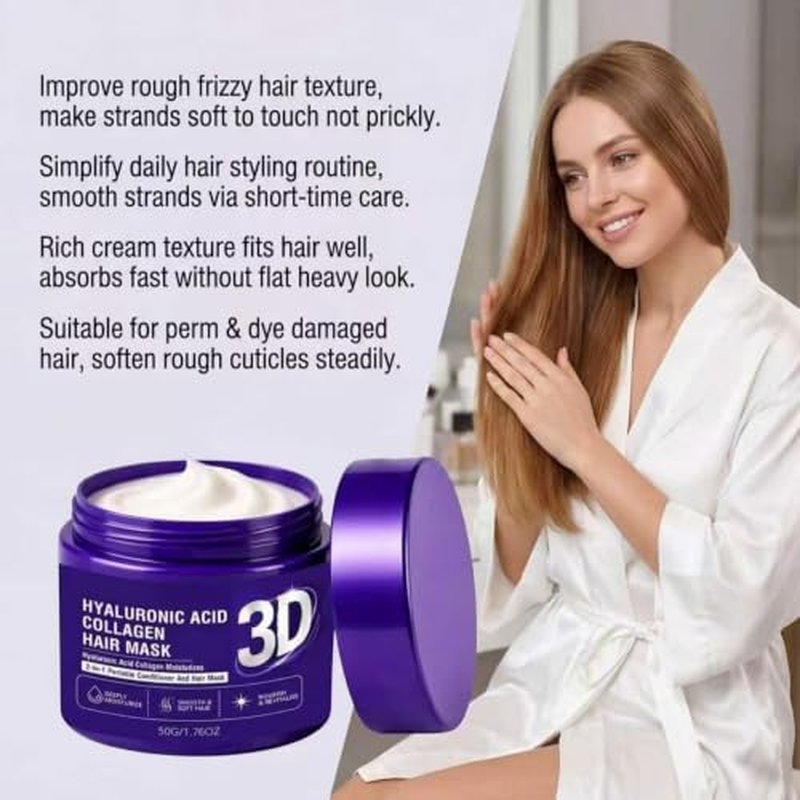 3D Hyaluronic Acid Collagen Hair Mask - Deep Hydration 50g