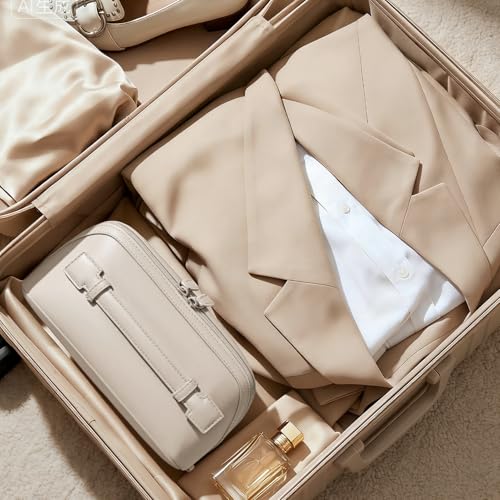 Large Beige Travel Toiletry & Makeup Bag for Women - Mibasies
