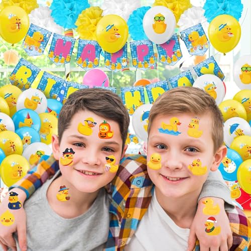 52 PCS Rubber Duck Temporary Tattoos for Kids, Yellow Duck Themed Tattoos for Birthday Party Supplies Party Favors Super Cute Tattoo Stickers for Kids Boys Girls Party Bag Filler Accessories Pool