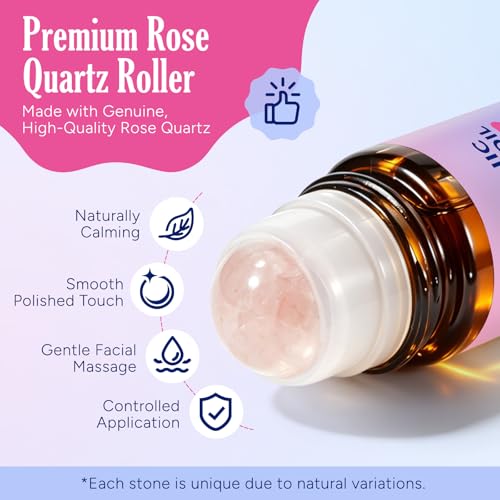 Organic Castor Oil with Rose Quartz Roller - 2 Fl Oz Refillable