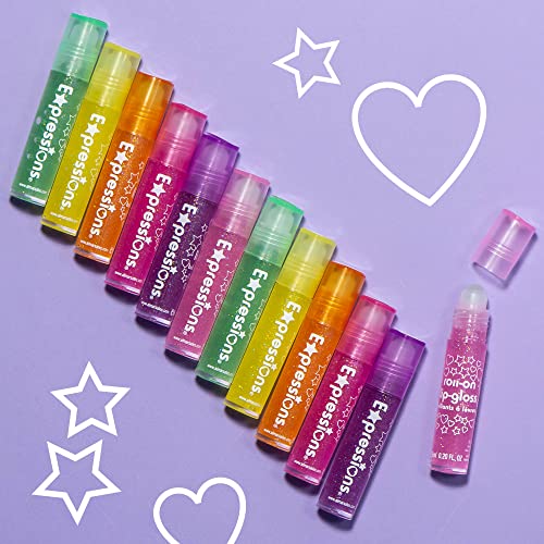 12pc Roll-On Lip Gloss Set with Maribou Case for Kids