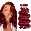 99J Burgundy Body Wave Human Hair Bundles - 3 Pack, 12-16 Inch
