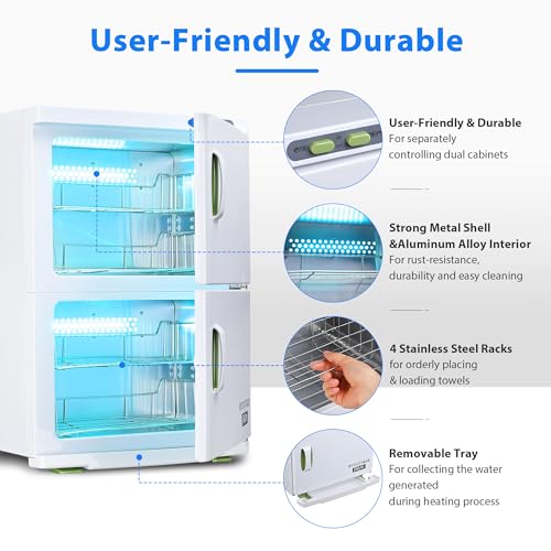 46L Hot Towel Warmer Cabinet - Professional Double Door Spa Heater