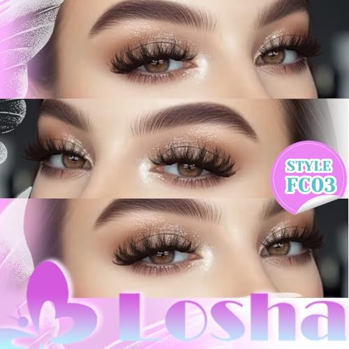 Losha 3D Fluffy Cat Eye False Eyelashes 7 Pairs 8-18mm