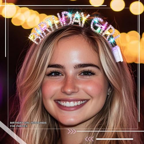 Light Up Birthday Girl Headband with LED Rhinestone Crown