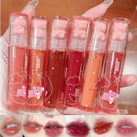 Bear Lip Gloss Set 6 Colors - Jelly Plumping Lip Tint