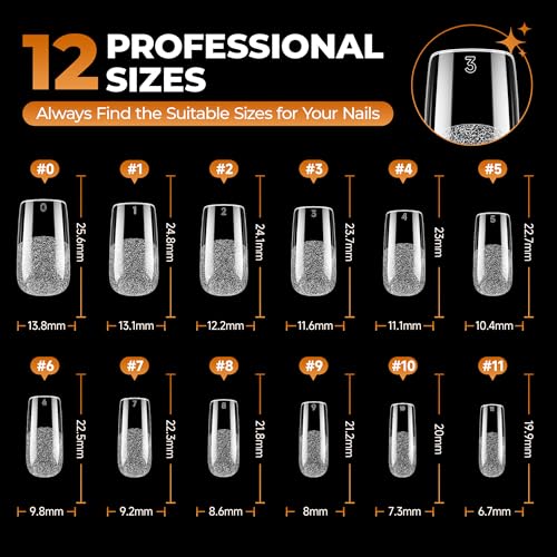 UNA GELLA Medium Square Nail Tips Kit 120Pcs with 15ml Glue - Variation: Medium Square Nail Kit