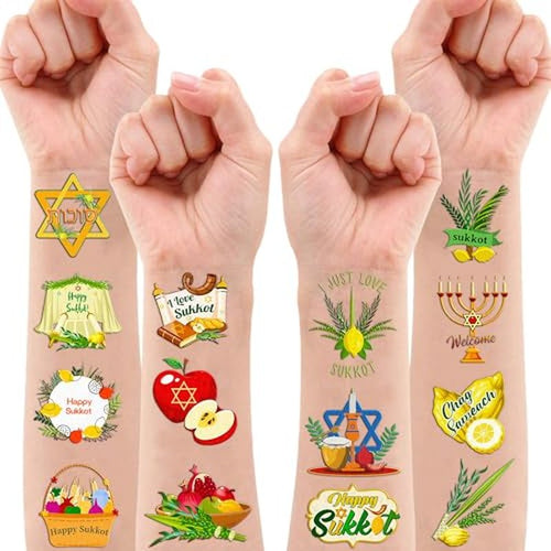 100 PCS Sukkot Temporary Tattoos for Kids Party Favors