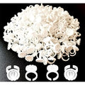 Glue Rings for Eyelash Extension, 300 PCS Glue Rings Lash Extension Supplies Lash Rings for Glue, Disposable Glue Cups Eyelash Glue Holder Lash Extension Glue Rings, Lash Fan Blossom Glue Cups, White
