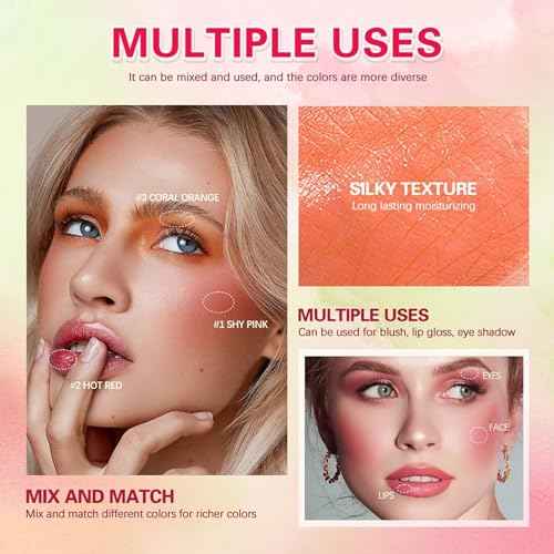 Multi-Use Makeup Blush Stick,Beauty Solid Moisturizer,Waterproof Natural Nude Makeup,Tinted Solid Moisturizer Stick for Eyes Lips Cheek(1#shy pink)