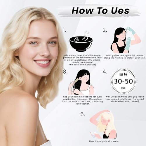 Hair Bleach Powder for Hair 45g - Professional Lightening Lift Up to 8 Levels with Variation 1.59 Ounce