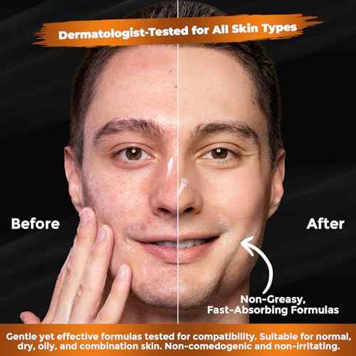 Gift for Men Skincare Skin Care Set for Men Him Complete Routine Kit with Niacinamide & Ceramides - Face Cleanser, Scrub, Toner, Serum, Moisturizer Cream, Lip Balm - Christmas, Father¡¯s Day Gifts