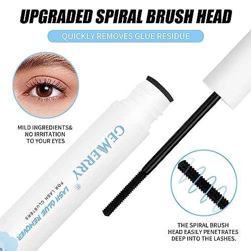 GEMERRY Lash Remover for Lash Extensions 5ml Eyelash Cluster Glue for Lash Clusters Self-Use Lash Extension Remover Gentle Mascara Wand Lash Glue Remover