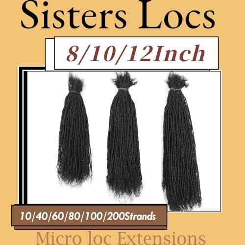 8-12 Inch Sister locs Human Hair Handmade Interlock Locs Curly Tips Sister Locs Real Human Hair Microlocs Extensions Permanent Dreadlock Extensions Natural Soft Looking (0.2cm,12 Inch-20 Strands)