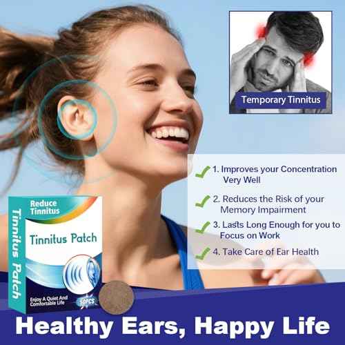 Tinnitus Relief for Ringing Ears, Tinnitus Relief Patches, Effective Tinnitus Treatment can Reduce Tinnitus, Relieve Hearing Loss, and Improve Ear discomfort, 50PCS-A
