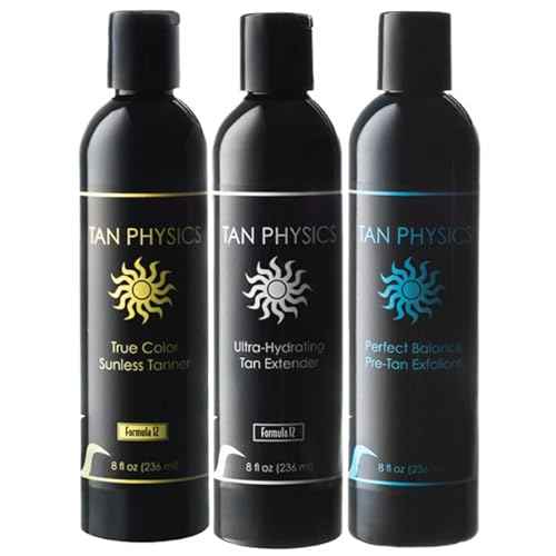 Tan Physics Self Tanner ? 13pc Sunless Tanning Kit with True Color Tanner, Pre-Tan Exfoliator & Tan Extender ? Includes Face & Body Mitts, Exfoliation Glove, Detail Applicator, Travel Bag & Bottle