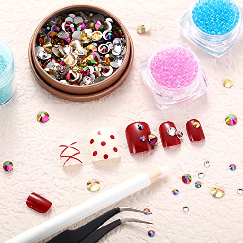 2000 Pieces Flat Back Gems Rhinestones 6 Sizes (1.5-6 Mm) Round Crystal Rhinestones with Pick up Tweezer and Rhinestones Picking Pen for Crafts Nail Clothes Shoes Bags DIY Art(Metallic Sunshine)