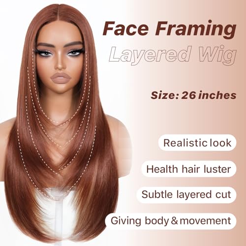 BrownBomb Glueless Layered Wig 24" Pre Plucked Lace Front