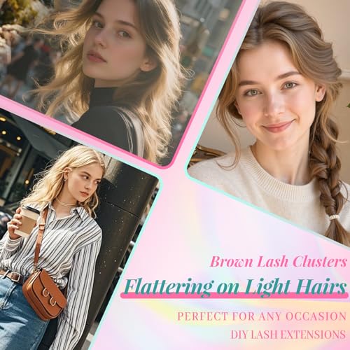 Brown Lash Clusters Manga Wispy Natural Cluster Eyelash Extensions 180pcs Bunny Anime Spike Eyelashes Cluster 8mm Bottom Lashes Individual Fake Eyelash C Curl 8-16mm DIY at Home (Spark Brown)