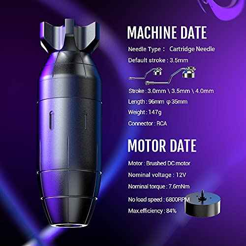 STIGMA Rotary Tattoo Machine Short Pen CNC Carved Coreless Germany Motor with 2 Stroke Cam 0~4mm Tattoo Battery 20pcs Tattoo Cartridge Needles EM146KITP199-7