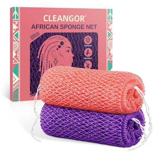 Pink & Purple African Knot Exfoliating Body Sponge - 2 Pack, Long Handle