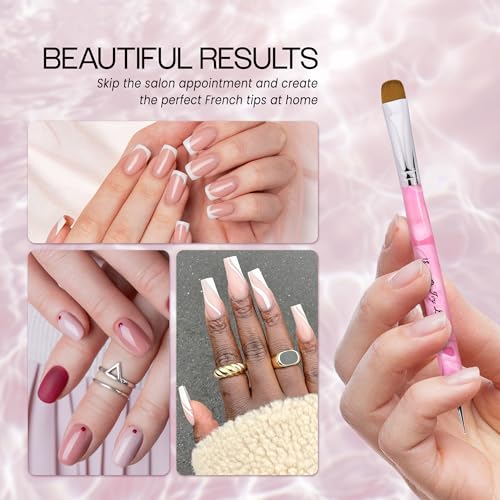 Ivy L Premium 2-Way French Gel Nail Brush & Dotting Tool - Pink Marble #18