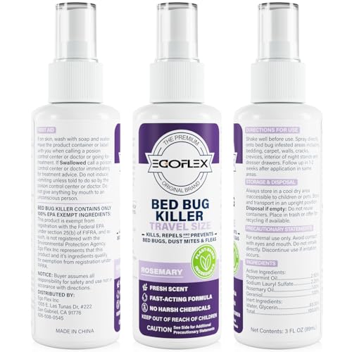 Travel Size Bed Bug Spray - 3-Pack, TSA Approved, Natural Oils