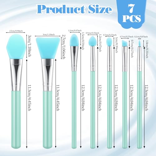 7-Piece Silicone Brush Applicator Kit - Green for Makeup & Crafting