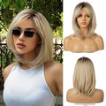 Blonde Ombre Wig with Bangs - Heat Resistant Synthetic