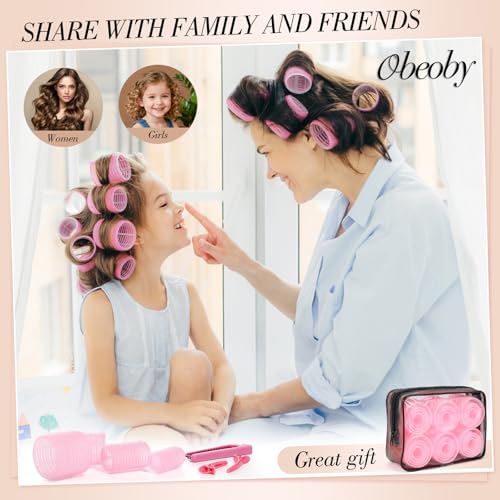 Self-Grip Hair Rollers Set 4 Sizes with Clips & Styling Tools