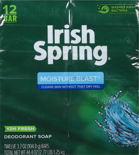 Irish Spring Deodorant Soap Moisture Blast 12-Count (Pack of 12)