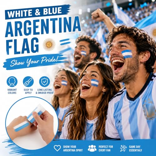 FirstFly Argentina World Cup Face Paint Stick - Blue & White Body Paint for Sports & Celebrations