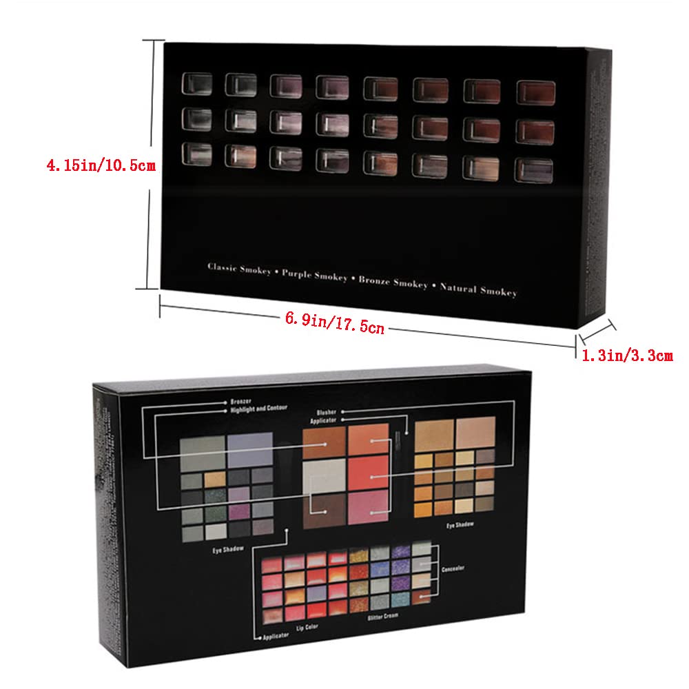 Makeup Kit for Women Full Kit Eyeshadow Facial Blusher Eyebrow Powder Face Concealer Powder Eyeliner Pencil Ultimate Color Combination 74 Colors Makeup Set Combination Palette