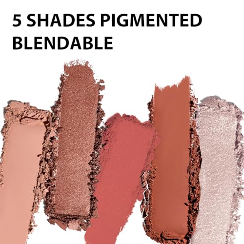 Boobeen 5-Color Eyeshadow Palette - Neutral Brown Matte & Shimmer